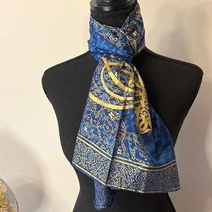 Gorgeous blue scarf with lovely gold design!